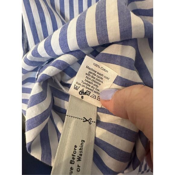 NWT Madewell Striped Ruffle Button Down Long Sleeve Blouse - Size M - G7898 - Picture 8 of 8